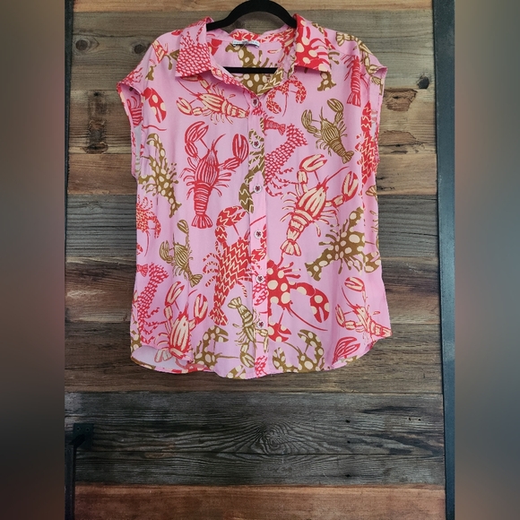 Anthropologie Tops - Anthropologie Maison d' Amelie Paris Women's Lobster Print Blouse Size Medium